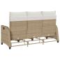 Preview: Gartensofa mit Liegefunktion Kissen L-Form Beige Poly Rattan