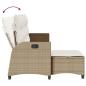 Preview: Gartensofa mit Liegefunktion Kissen L-Form Beige Poly Rattan