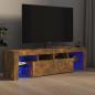 Preview: ARDEBO.de - TV-Schrank mit LED-Leuchten Räuchereiche 140x36,5x40 cm