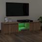Preview: TV-Schrank mit LED-Leuchten Braun Eichen-Optik 140x40x35,5 cm