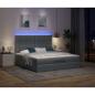 Preview: Ottoman-Bett mit Matratze & LEDs Dunkelgrau 180x200 cm Stoff