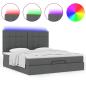 Preview: Ottoman-Bett mit Matratze & LEDs Dunkelgrau 180x200 cm Stoff