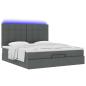 Preview: Ottoman-Bett mit Matratze & LEDs Dunkelgrau 180x200 cm Stoff