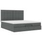 Preview: Ottoman-Bett mit Matratze & LEDs Dunkelgrau 180x200 cm Stoff