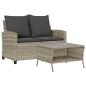 Preview: Gartensofa 2-Sitzer mit Kissen & Tisch Hellgrau Poly Rattan