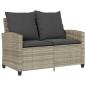 Preview: Gartensofa 2-Sitzer mit Kissen & Tisch Hellgrau Poly Rattan