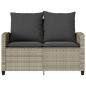 Preview: Gartensofa 2-Sitzer mit Kissen & Tisch Hellgrau Poly Rattan
