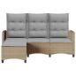 Preview: Gartensofa mit Liegefunktion Kissen L-Form Beige Poly Rattan