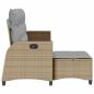Preview: Gartensofa mit Liegefunktion Kissen L-Form Beige Poly Rattan