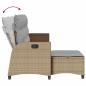 Preview: Gartensofa mit Liegefunktion Kissen L-Form Beige Poly Rattan
