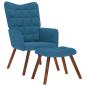 Preview: ARDEBO.de - Relaxsessel mit Hocker Blau Samt