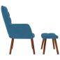 Preview: Relaxsessel mit Hocker Blau Samt