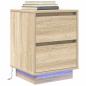 Preview: ARDEBO.de - Nachttisch mit LED-Leuchten Sonoma-Eiche 38x34x50 cm