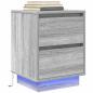 Preview: ARDEBO.de - Nachttisch mit LED-Leuchten Grau Sonoma 38x34x50 cm