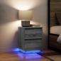 Preview: Nachttisch mit LED-Leuchten Grau Sonoma 38x34x50 cm