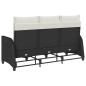Preview: Gartensofa mit Liegefunktion Kissen L-Form Schwarz Poly Rattan
