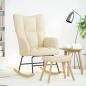 Preview: Schaukelsessel mit Hocker Creme Stoff