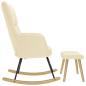 Preview: Schaukelsessel mit Hocker Creme Stoff
