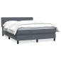 Preview: ARDEBO.de - Boxspringbett mit Matratze Dunkelgrau 140x220 cm Samt