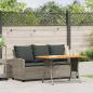 Preview: Gartensofa 3-Sitzer mit Kissen & Tisch Grau Poly Rattan