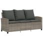 Preview: Gartensofa 3-Sitzer mit Kissen & Tisch Grau Poly Rattan