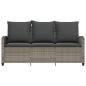Preview: Gartensofa 3-Sitzer mit Kissen & Tisch Grau Poly Rattan
