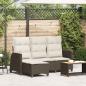 Preview: ARDEBO.de - Gartensofa mit Liegefunktion Kissen L-Form Braun Poly Rattan