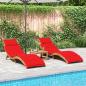 Preview: Sonnenliegen mit Auflagen 2 Stk. Rot Massivholz Akazie
