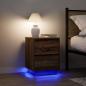 Preview: Nachttisch mit LED-Leuchten Braun Eichen-Optik 38x34x50 cm