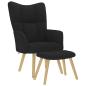 Preview: ARDEBO.de - Relaxsessel mit Hocker Schwarz Stoff