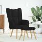 Preview: Relaxsessel mit Hocker Schwarz Stoff