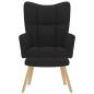 Preview: Relaxsessel mit Hocker Schwarz Stoff