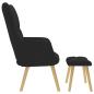 Preview: Relaxsessel mit Hocker Schwarz Stoff