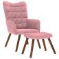 Preview: ARDEBO.de - Relaxsessel mit Hocker Rosa Samt