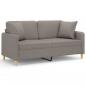 Preview: 2-Sitzer-Sofa mit Zierkissen Taupe 140 cm Stoff