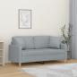 Preview: ARDEBO.de - 2-Sitzer-Sofa mit Zierkissen Hellgrau 140 cm Stoff