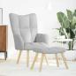 Preview: Relaxsessel mit Fußhocker Wolkengrauer Stoff