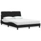 Preview: ARDEBO.de - Bett mit Matratze Schwarz 140x190 cm Stoff