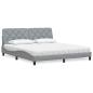 Preview: ARDEBO.de - Bett mit Matratze Hellgrau 180x200 cm Stoff