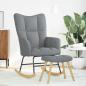 Preview: Schaukelsessel mit Hocker Hellgrau Stoff
