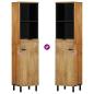 Preview: Badschrank Braun 38x33x160 cm Massivholz Mango