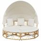 Preview: Outdoor-Loungebett mit Dach und Kissen Poly Rattan