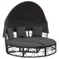 Preview: Outdoor-Loungebett mit Dach und Kissen Schwarz Poly Rattan