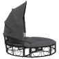 Preview: Outdoor-Loungebett mit Dach und Kissen Schwarz Poly Rattan