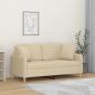 Preview: ARDEBO.de - 2-Sitzer-Sofa mit Zierkissen Creme 140 cm Stoff