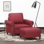 Preview: ARDEBO.de - Sessel mit Hocker Weinrot 60 cm Kunstleder