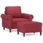 Preview: Sessel mit Hocker Weinrot 60 cm Kunstleder