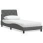 Preview: ARDEBO.de - Bett mit Matratze Dunkelgrau 90x200 cm Stoff