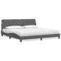 Preview: ARDEBO.de - Bett mit Matratze Dunkelgrau 200x200 cm Stoff