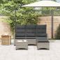 Preview: 3-tlg. Garten-Sofagarnitur mit Kissen L-Form Grau Poly Rattan